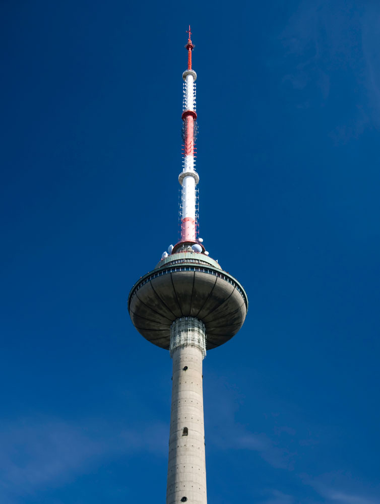 The Vilnius TV Tower Against a Blue Sky